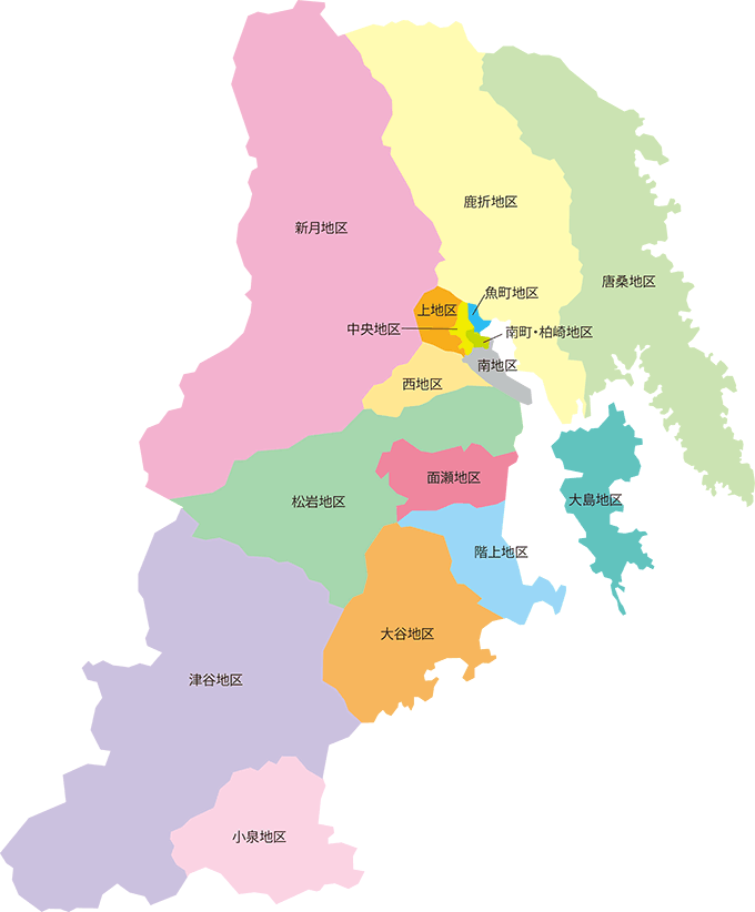 地区社協を分けた全市の地図